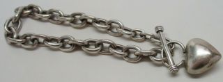 Vintage Sterling Silver Chunky Western Cable Heart 8 " Bracelet - 25.  8 Grams