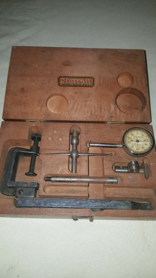 Vintage Starrett No.  196 Dial Test Indicator In Wood Case