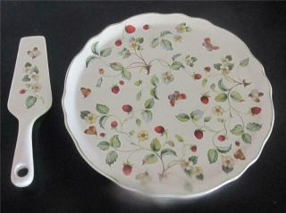 Vintage James Kent Old Foley Strawberry Cake Plate & Server With Butterflies