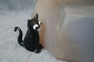 Vtg.  Murano Italian Hand - Blown Art Glass Black Tom Cat Figurine Sculpture Figure