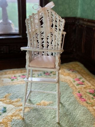 Artisan Miniature Dollhouse Vintage Roger Warling Wicker High Chair Tray Silk