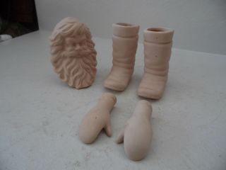 Vtg.  Kimple Santa Doll Kit - Head,  Hands,  Boots - 21 " - Unfinished