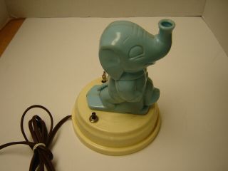 Vintage Nursery Elephant Nightlight With Windup Musical Rock - A - Bye - Baby Song