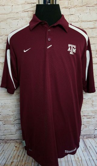 Vtg Nike Team Fit Dry Mens L Texas A&m University Polo Shirt Maroon