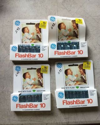 4 Nos Vintage Ge Flashbar 10 Flash Bulbs In Package For Polaroid Sx - 70