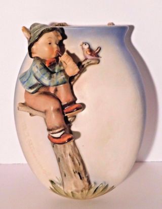 Vtg.  Goebel Hummel Wall Pocket Vase Boy In Tree 1958