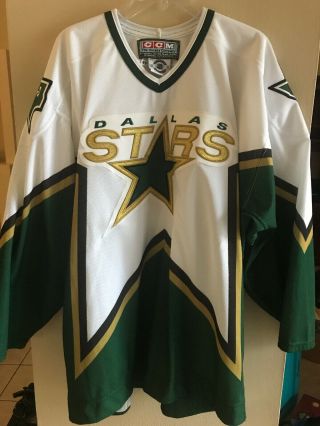 Vintage Dallas Stars Off.  Lic.  Ccm Jersey,  Size 48 With Fight Strap