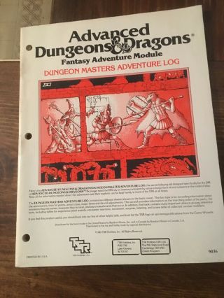Vintage 1980 Tsr Advanced Dungeons And Dragons Dungeon Master Adventure Log