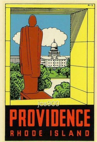 Vintage Providence Rhode Island State Souvenir Auto Travel Decal Statue