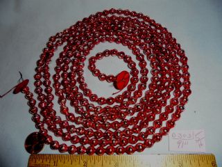 Christmas Garland Mercury Glass Red - Silver 91 " Long 5/16 " Beads D303 Vintage