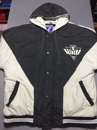 Vintage 90s Logo 7 Oakland La Raiders Jacket Coat Size Boys Xl/men’s Small Vtg