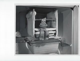 Vintage Black And White Photo Gumby In The Icebox 1950 