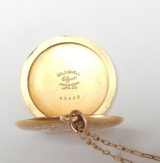 Vintage Elgin American Mfg.  Co.  Gold Shell Locket Pendant 4