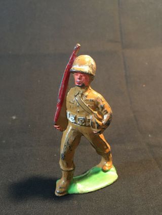 Old Vtg Lead Marching Soldier Military Made In Usa Manoil? Barclay?
