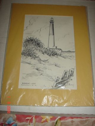 Vtg Barnegat Light - Barnegat,  N J - Jas.  F.  Murray - Sketch - Print