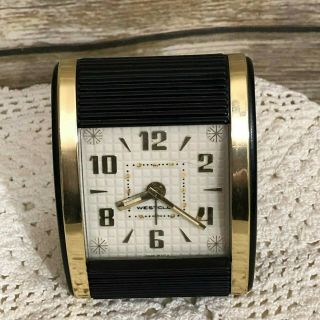 Vintage Westclox Art Deco Travel Alarm Clock Black Gold Usa Made