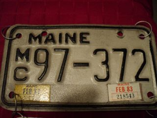Vintage 1982 Maine 7 " Motorcycle License Plate Mc 97 - 372