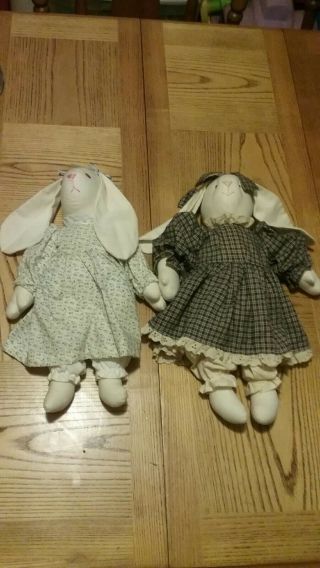 2 Vintage Cloth Stuffed Bunny
