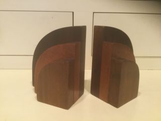 Vintage Art Deco Wooden Bookends Tiered