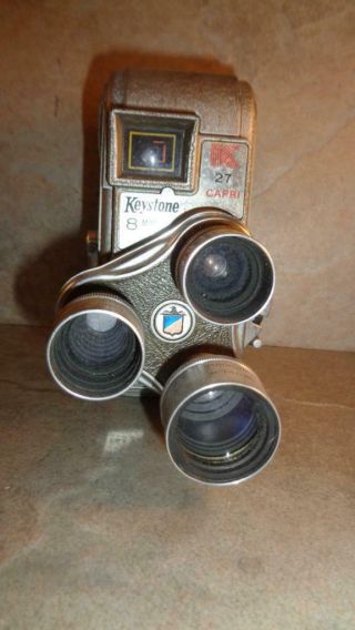 Keystone 27 Capri 8mm Movie Camera 1950 ' s with 3 Lens Turret 2
