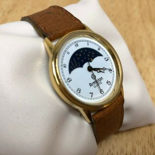 Vintage Armitron Mens Gold Tone Moon Phase Analog Quartz Watch Hours Battery 3