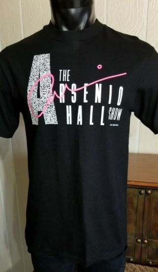 1989 Vintage Arsenio Hall Show Black Hanes T - Shirt Late Night Comedy Show Sz L.