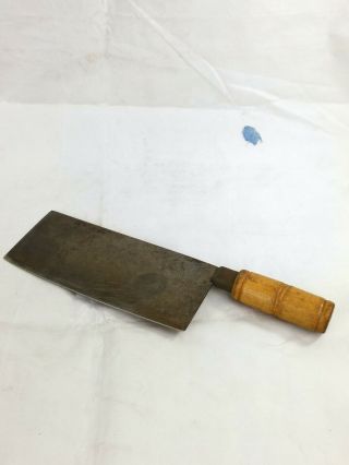 Vintage Chinese Cleaver Carbon Steel Slicer 8 " Blade 12 " Long 3 1/4 " Wide