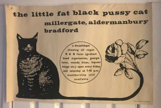 The Little Fat Black Pussy Cat,  Vintage Bradford Venue Poster.  Moody Blues