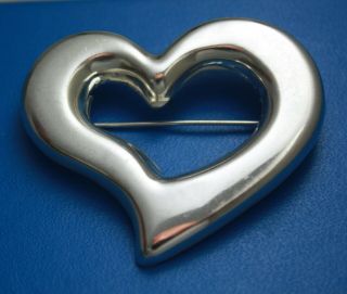 Vintage Mexico Taxco Sterling Silver 925 Large Heart Brooch Pin 18 G