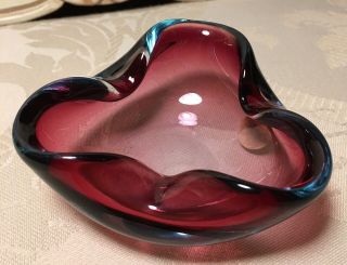 Vintage Murano Amethyst Purple Small Art Glass Ashtray