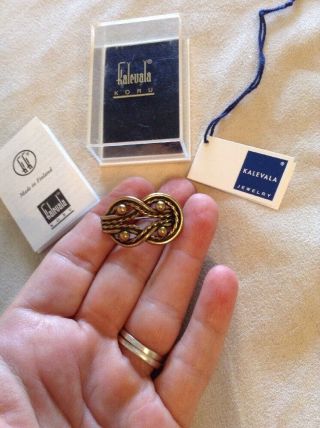 Kalevala Koru Finland Vintage Bronze Knot Pin / Brooch Box Tags
