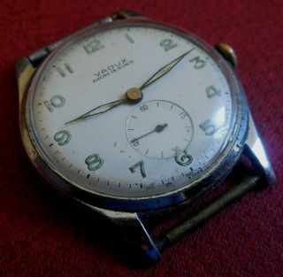 Vintage 1940s Oversized Vadux 15 Jewels Military Swiss Watch Running Wristwatch