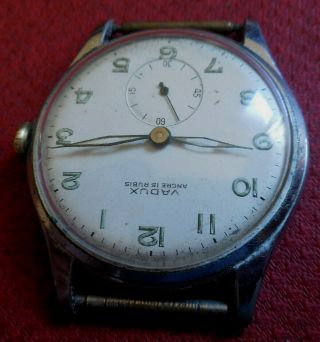 Vintage 1940s Oversized VADUX 15 Jewels Military Swiss Watch Running Wristwatch 4