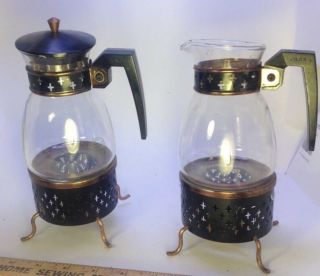 Vintage Set Of 2 Silex Starlight Carafe And Coffee Warmer Tealight