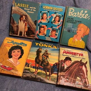6 Whitman Tv Hardcover Books: Barbie,  Lassie,  Annette,  Lennon Sisters,  Tonka