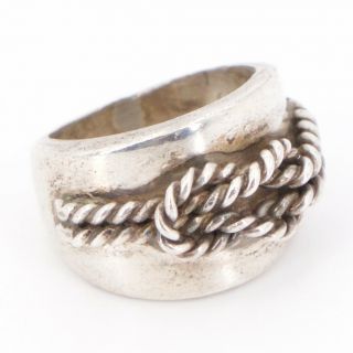 Vtg Sterling Silver - Mexico Braided Rope Knot Tapered Band Ring Size 5.  5 - 12g