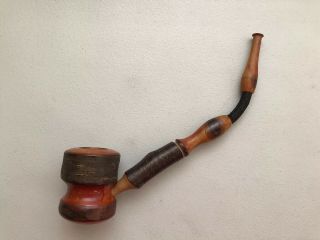 Vintage Hand Carved Wood Pipe Made In Austria