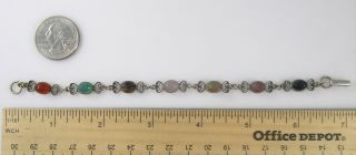 Beau Scarab Carved Panel Link Bracelet Vintage Signed Sterling Silver 6.  5g | 7 