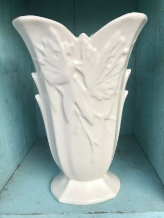 Vintage Nelson Mccoy Matt White Butterfly Vase - 9 "
