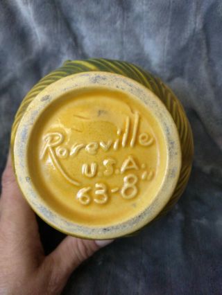 VINTAGE ROSEVILLE Art Pottery SUNFLOWER Doubled HANDLE VASE 63 - 8 5