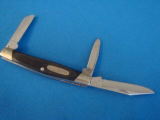Vintage Buck Usa 3 Blade Folding Pocket Knife Black Saw - Cut Handle