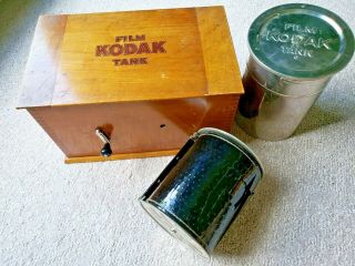 Wooden,  Kodak Film Tank,  Model B - 2. ,  Metal Kodak Film Tank " C " W/film.  1907 (?)