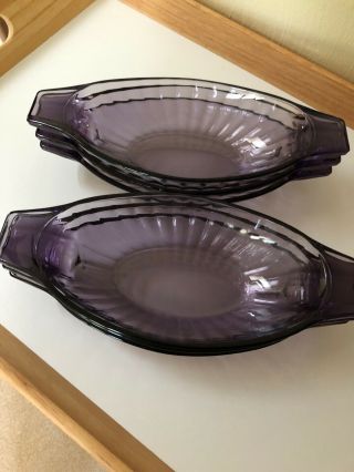 Amethyst Purple Vintage Glass Banana Split Dishes Set Of 6 Pre Owned 2