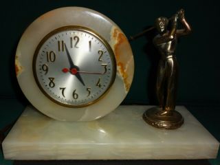 Vintage Golf Trophy: Electric Marble Desk / Mantle Clock: