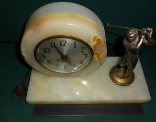 Vintage Golf Trophy: Electric Marble Desk / Mantle Clock: 2