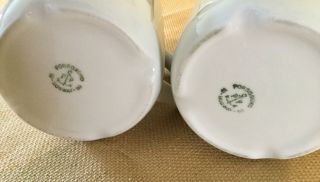 2 Vintage Porsgrund Farmers Rose Mugs Cups Coffee Gold Trim Square Handle Norway 5