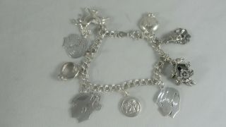 Vintage.  925 Sterling Silver Charm Bracelet 9 Charms 6.  5 " 20.  5g 2