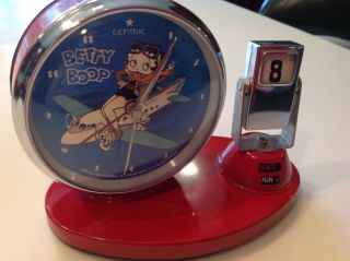 Vintage Betty Boop 1995 Flip Calendar Clock Centric King Features Alarm Htf