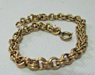 Vintage Gold Filled Double Link Charm Bracelet 7 "