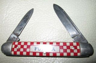 Vintage Purina Checkerboard Square Kutmaster 3” Folding Pocket Knife
